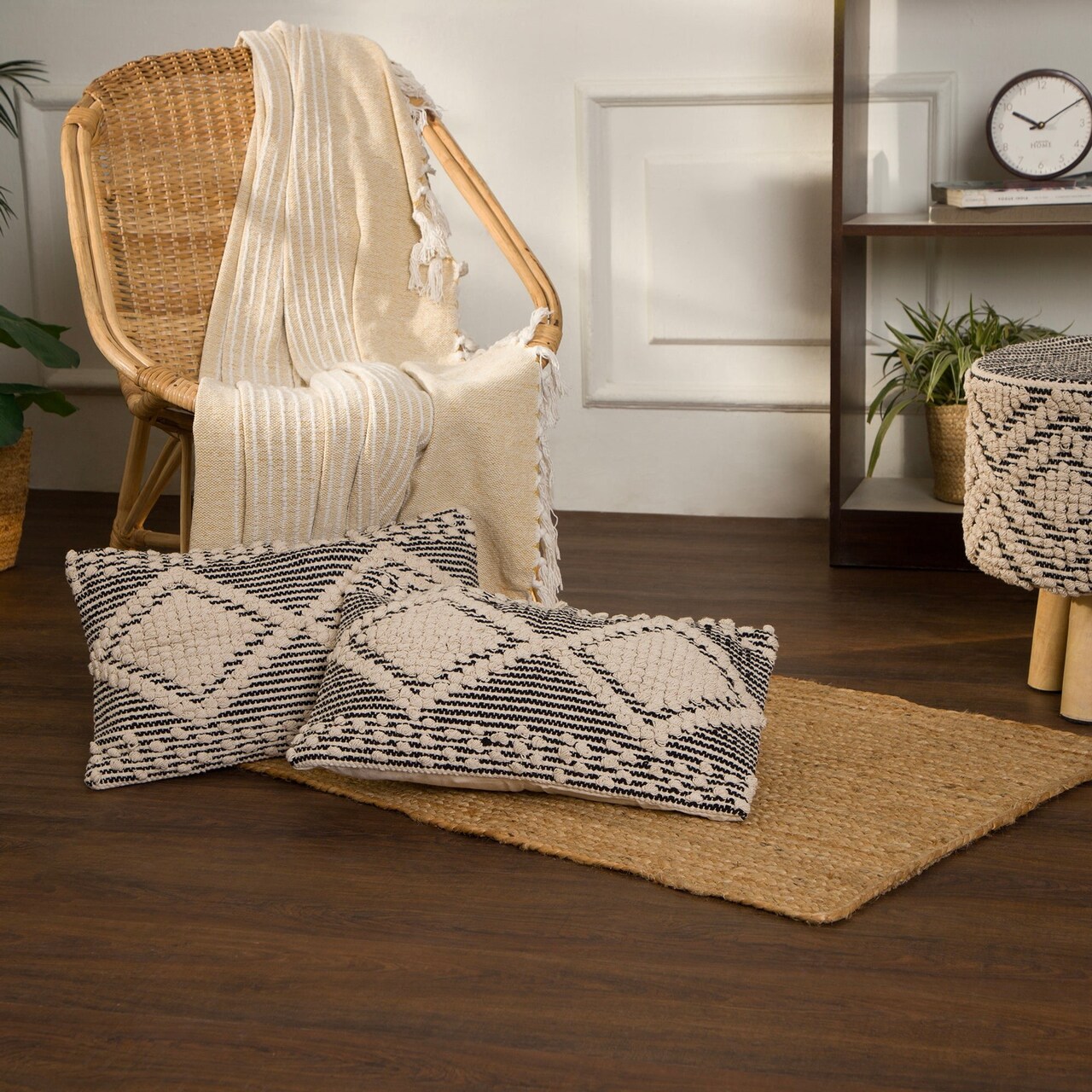 Edge Collections - 12"x20" - Gray - Bohemian Textured Throw Pillow Covers for Home Decor - 2 Pieces